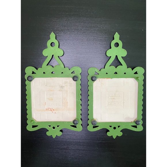 PRINCE TRIVET TILES - Set of 2 Vintage 70s Trivets Cast Iron Ceramic - Peace Joy - Picture 2 of 9